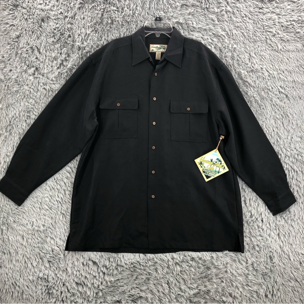 Havana Jacks Cafe Shirt NWT Mens Large Black Button Up Long Sleeve